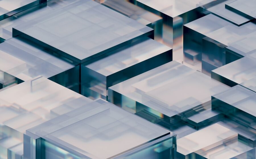 Abstract grouped cubes representing mathematical tiling, not Chair44 itself