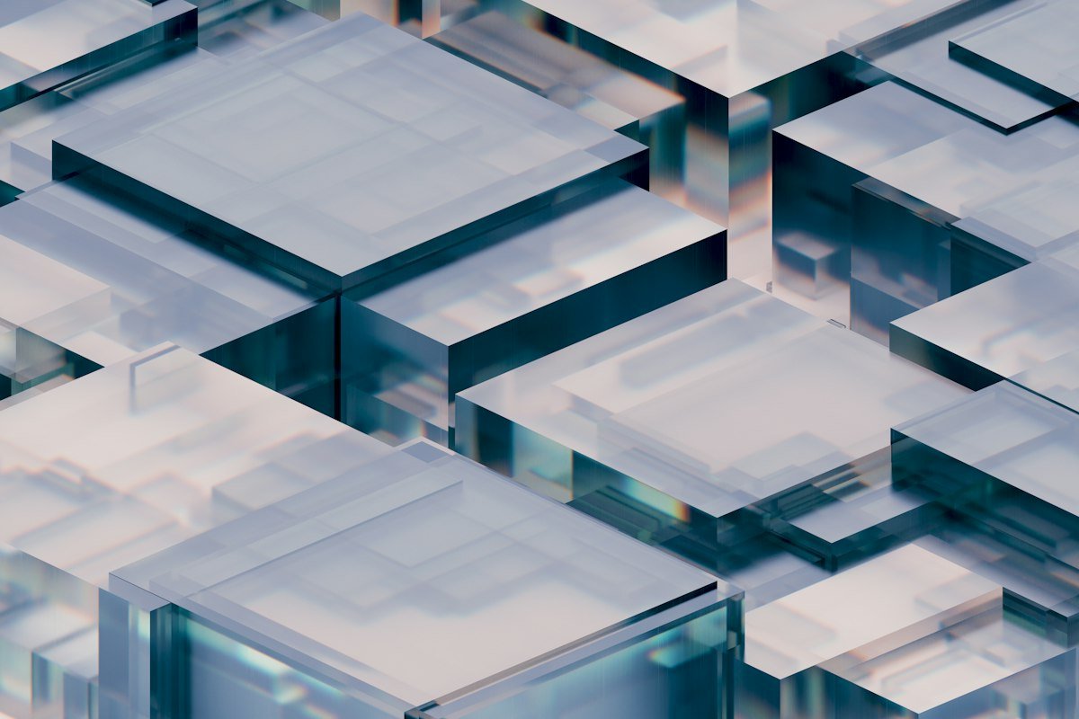 Abstract grouped cubes representing mathematical tiling, not Chair44 itself
