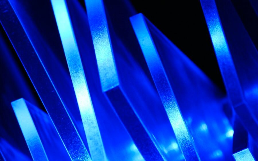 Abstract illuminated light beams representing structured light research