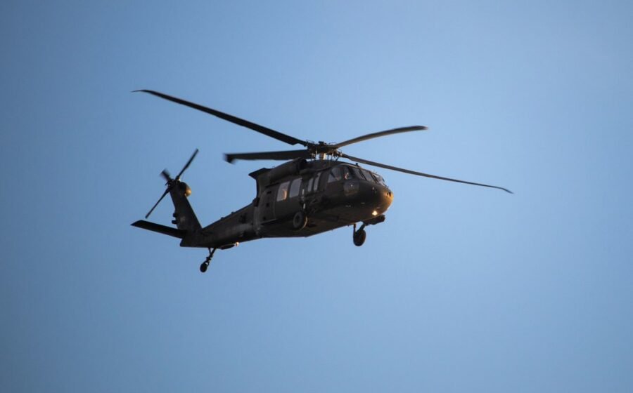 Black Hawk helicopter in flight representing autonomous military aviation