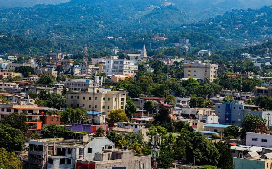 Aerial view of an urban area in Haiti; illustrative photograph, not a photo of the October 2026 Salvadoran troop deployment