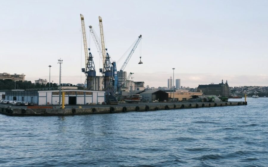 Shipping cranes and harbor facilities at Haydarpaşa Port in Istanbul. Illustrative photograph, not from the October 30, 2026 strike.