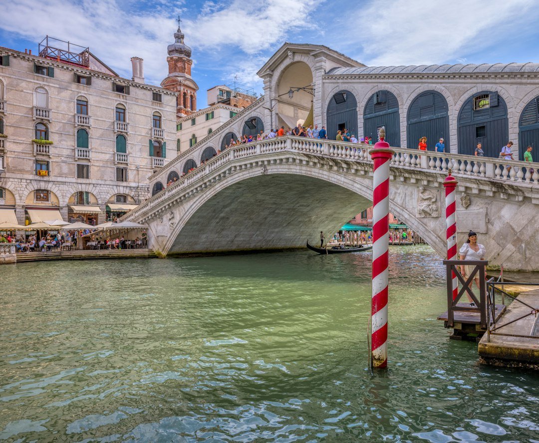 Contemporary view of the Rialto Bridge in Venice, Italy; illustrative image for article on the Venetian merchant republic.