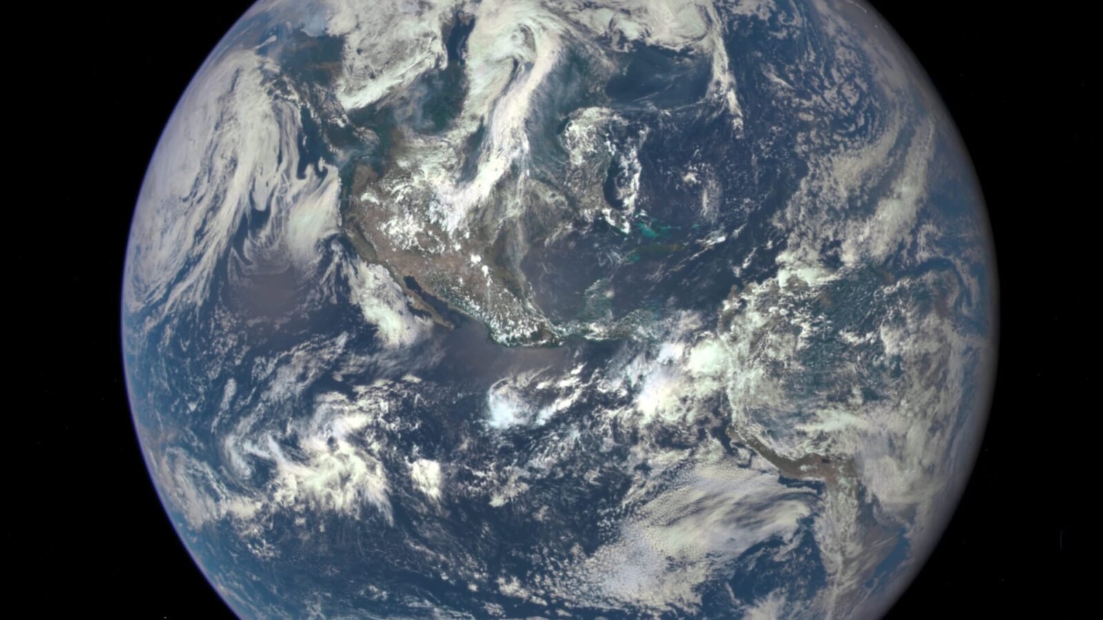 NASA DSCOVR EPIC image of Earth's sunlit hemisphere taken July 6 2015 from near the Sun-Earth L1 point, not a depiction of a sunshade