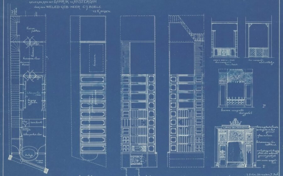 Archival engineering blueprint illustration